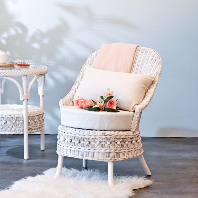 籐 ソファ 幅55cm シングルソファ 1人掛け ラタン製 fiore （ 白家具