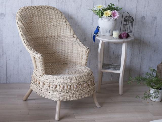籐 ソファ 幅55cm シングルソファ 1人掛け ラタン製 fiore （ 白家具 ラタン家具 姫系 パーソナルチェア ソファー チェア フィオーレ 椅子 イス チェアー ホワイトウォッシュ 一人用 一人掛 1人 ）_12