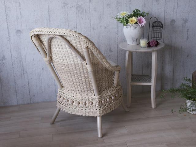 籐 ソファ 幅55cm シングルソファ 1人掛け ラタン製 fiore （ 白家具 ラタン家具 姫系 パーソナルチェア ソファー チェア フィオーレ 椅子 イス チェアー ホワイトウォッシュ 一人用 一人掛 1人 ）_13