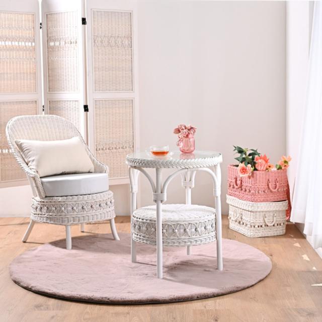 籐 ソファ 幅55cm シングルソファ 1人掛け ラタン製 fiore （ 白家具