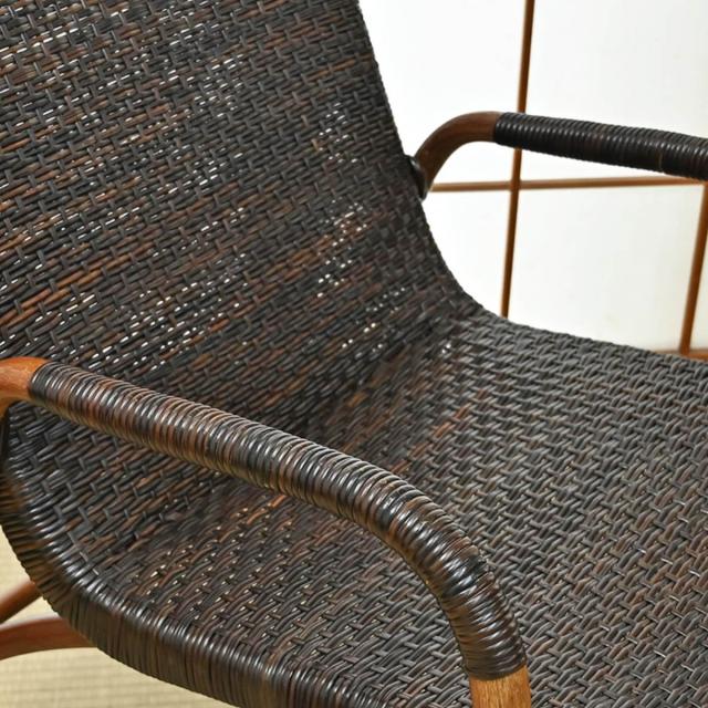 ラタン 高座椅子 座面高58cm 籐 天然素材 肘掛け付き WAHOO （ 椅子 座椅子 ラタン製 籐製 籐椅子 家具 和モダン 完成品 畳ずり付き パーソナルチェア ひじ掛け アームチェア リビング ハンドメイド おしゃれ ）_7