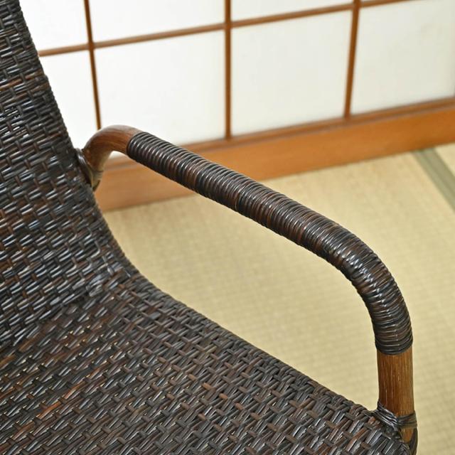 ラタン 高座椅子 座面高58cm 籐 天然素材 肘掛け付き WAHOO （ 椅子 座椅子 ラタン製 籐製 籐椅子 家具 和モダン 完成品 畳ずり付き パーソナルチェア ひじ掛け アームチェア リビング ハンドメイド おしゃれ ）_8
