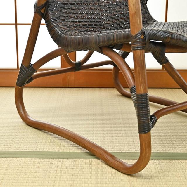ラタン 高座椅子 座面高58cm 籐 天然素材 肘掛け付き WAHOO （ 椅子 座椅子 ラタン製 籐製 籐椅子 家具 和モダン 完成品 畳ずり付き パーソナルチェア ひじ掛け アームチェア リビング ハンドメイド おしゃれ ）_9