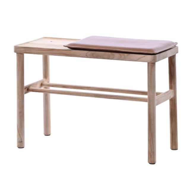 ベンチ 座面高44cm チーク材 HOKOS （ チェアー 長椅子 椅子 ダイニング 完成品 幅63cm コンパクト 木製 天然木 サイドテーブル 座面下収納 食卓椅子 クッション付き レザー調 イス ダイニングチェア 省スペース 玄関 リビング ）_19