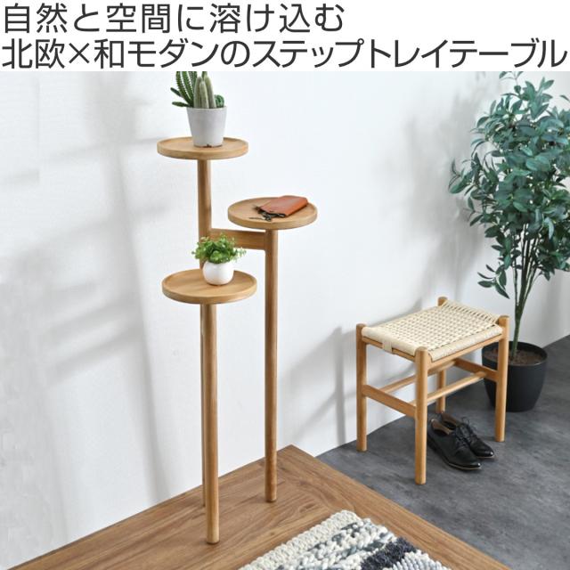 ステップトレイテーブル 幅49cm チーク材 HOKOS （ プランタースタンド フラワースタンド 鉢スタンド プランター台 鉢植え ラック 観葉植物 グリーン フラワー スタンド テーブル 天然木 チーク 室内 花台 ）_1