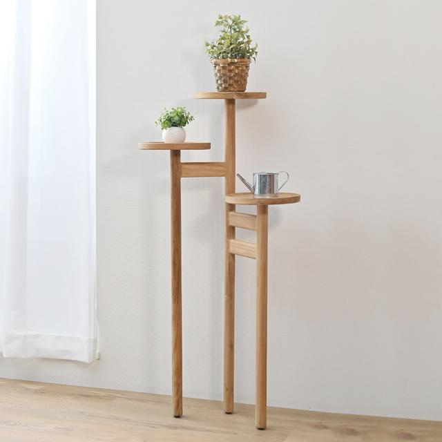 ステップトレイテーブル 幅49cm チーク材 HOKOS （ プランタースタンド フラワースタンド 鉢スタンド プランター台 鉢植え ラック 観葉植物 グリーン フラワー スタンド テーブル 天然木 チーク 室内 花台 ）_3