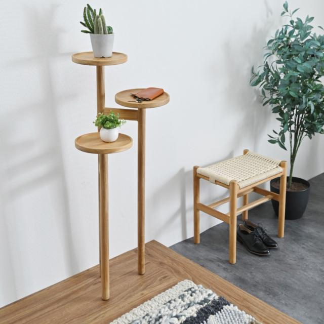 ステップトレイテーブル 幅49cm チーク材 HOKOS （ プランタースタンド フラワースタンド 鉢スタンド プランター台 鉢植え ラック 観葉植物 グリーン フラワー スタンド テーブル 天然木 チーク 室内 花台 ）_4