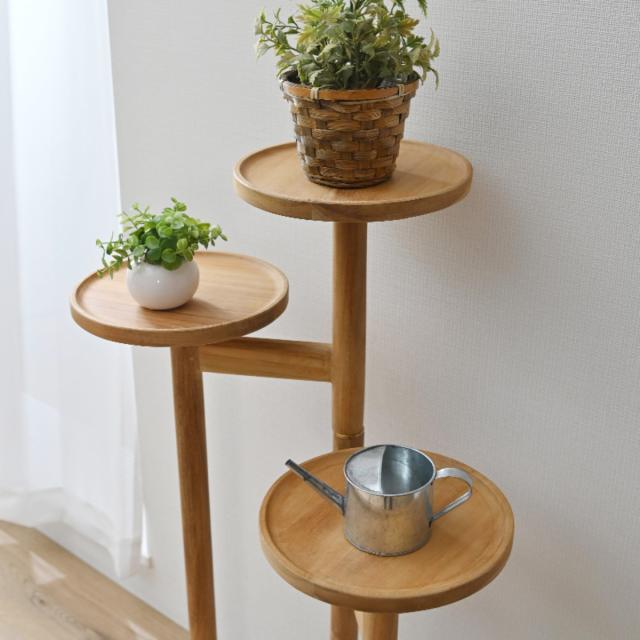 ステップトレイテーブル 幅49cm チーク材 HOKOS （ プランタースタンド フラワースタンド 鉢スタンド プランター台 鉢植え ラック 観葉植物 グリーン フラワー スタンド テーブル 天然木 チーク 室内 花台 ）_5