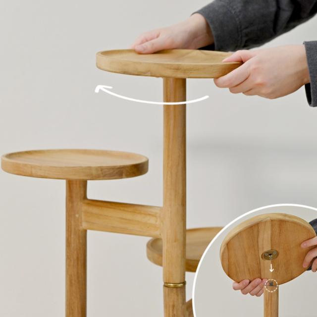 ステップトレイテーブル 幅49cm チーク材 HOKOS （ プランタースタンド フラワースタンド 鉢スタンド プランター台 鉢植え ラック 観葉植物 グリーン フラワー スタンド テーブル 天然木 チーク 室内 花台 ）_9