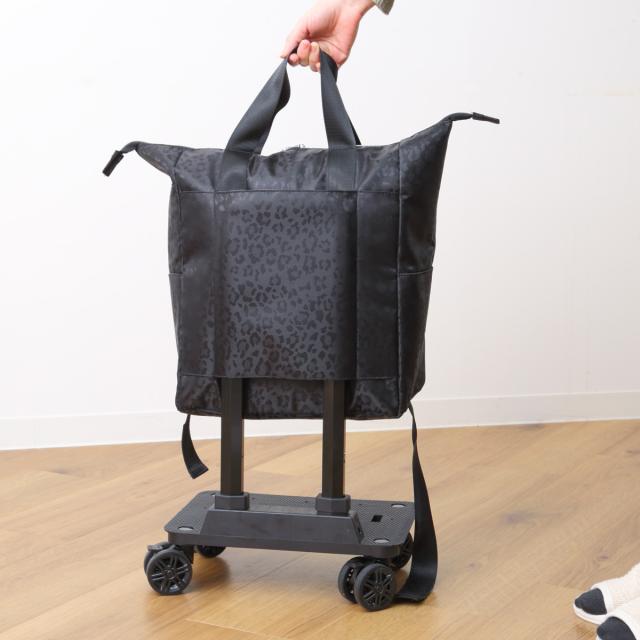 横押しカート cocoro レオパード 4輪カート （ キャリーカート キャリーバッグ 横押し 4輪 軽量 買い物 バッグ トートバッグ カート ショルダーバッグ キャスター 高さ調節 ストッパー ）_12