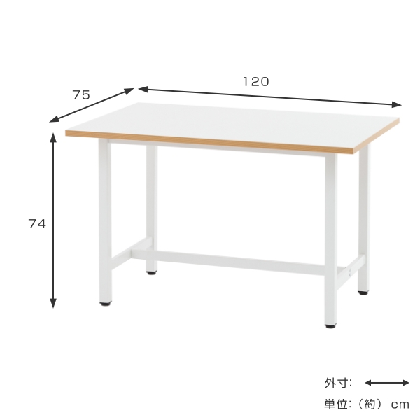 【法人限定】 作業台 幅120cm 奥行75cm テーブル 作業台テーブル DIY ワークテーブル （ 作業机 幅 120 机 作業デスク 工作台 オフィス 簡易テーブル 軽作業 デスク オフィス家具 会社 学校 作業スペース ホワイト ）_2