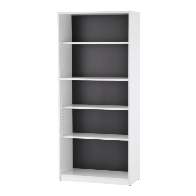 シェルフ 5段 ハイタイプ ファイルラック 木製 プリーマ3 約幅80cm （ 法人限定 書棚 ラック 棚 書庫 収納家具 ファイル棚 カルテラック A4対応 グレー 背面化粧 アジャスター 収納 オフィス家具 ）_2