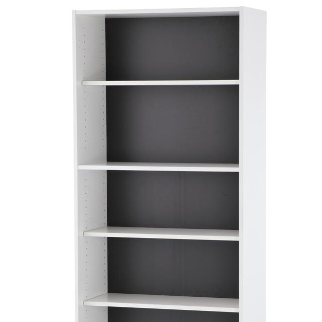 シェルフ 5段 ハイタイプ ファイルラック 木製 プリーマ3 約幅80cm （ 法人限定 書棚 ラック 棚 書庫 収納家具 ファイル棚 カルテラック A4対応 グレー 背面化粧 アジャスター 収納 オフィス家具 ）_3