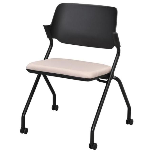 オフィスチェア 4脚セット 座面高47.5cm キャスター付き 折りたたみ （ 法人限定 キャスター付き ミーティングチェア 折り畳み 折りたたみチェア オフィス 会議 椅子 肘なし チェア ）