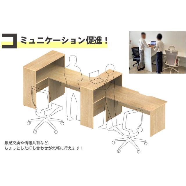 オフィスデスク 引出し付き 幅120×奥行70cm 木製 PLANN （ 法人限定 デスク 事務机 シンプル 机 収納付き 引出し パソコンデスク ワークデスク 平机 オフィス 会社 木目調 配線受け 背面化粧仕上げ 事務所 オフィス家具 ）_10