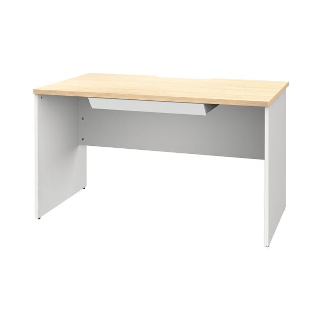 オフィスデスク 引出し付き 幅120×奥行70cm 木製 PLANN （ 法人限定 デスク 事務机 シンプル 机 収納付き 引出し パソコンデスク ワークデスク 平机 オフィス 会社 木目調 配線受け 背面化粧仕上げ 事務所 オフィス家具 ）_14