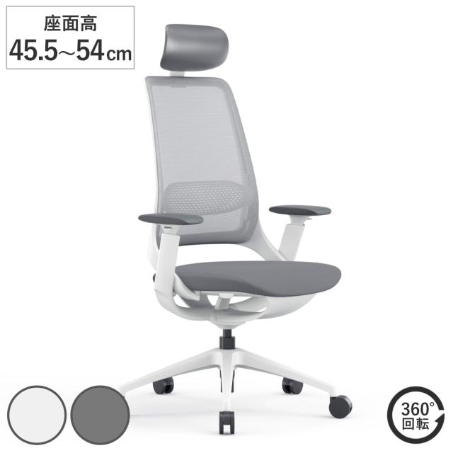 オフィスチェア 座面高 45.5〜54cm 肘掛け付き ヘッドレスト付き ハグチェア （ 法人限定 ワークチェア パソコンチェア ロッキング機能 高さ調節 メッシュ 可動式アームレスト ランバーサポート 学習椅子 勉強椅子 イス 椅子 ）