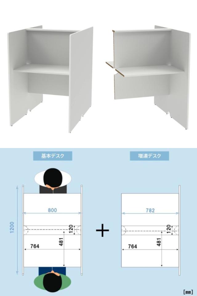 パーソナルブース 幅80cm 対面タイプ PCブース （ 法人限定 デスク 集中 スペース ブース 机 個別 ワークスペース パーテーション コンパクト ブースデスク 配線用切り欠き パーソナル テレワーク オフィスデスク 自習室 個別塾 ）_10
