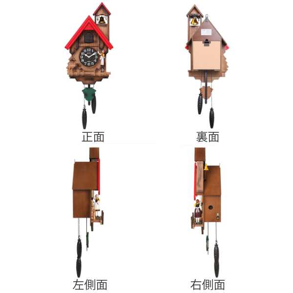 掛け時計 鳩時計 カッコー時計 カッコーチロリアン （ 壁掛け時計 振り子時計 アナログ からくり時計 ふいご式 鈴 電池式 報時機能 壁掛け リビング ダイニング 子供部屋 おしゃれ ）の通販は