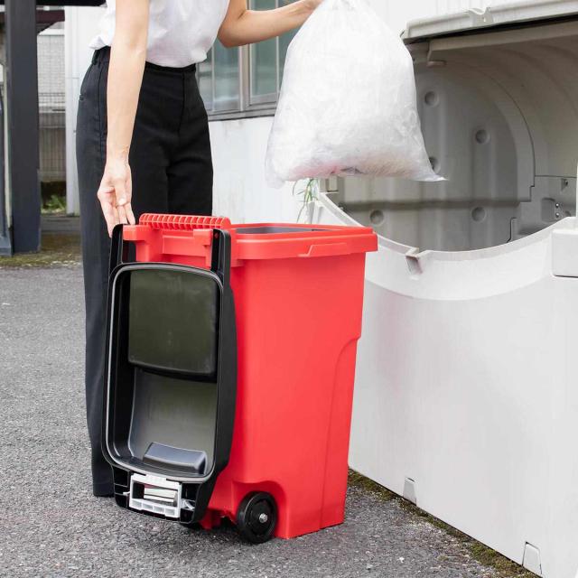 ゴミ箱 45L 屋外兼用 2輪 （ ごみ箱 45リットル 屋外 屋内 兼用 ハンドル キャスター付 海外 ふた付き 大容量 分別 連結可能 パッキン付 ニオイ漏れ防止 45 ダストボックス キャスターペール カラス対策 ふたロック 袋止め ゴミ箱 45リットル ゴミ箱 分別）_9