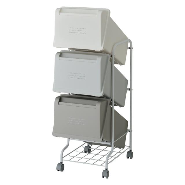 ゴミ箱 分別 3段 60L コンテナスタイル （ ごみ箱 分別ごみ箱 キャスター付き ダストボックス ふた付き キッチン スリム ゴミ箱 分別 キッチン ゴミ箱）_18