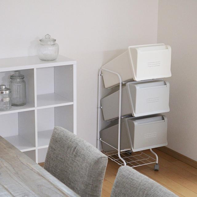 ゴミ箱 分別 3段 60L コンテナスタイル （ ごみ箱 分別ごみ箱 キャスター付き ダストボックス ふた付き キッチン スリム ゴミ箱 分別 キッチン ゴミ箱）_6