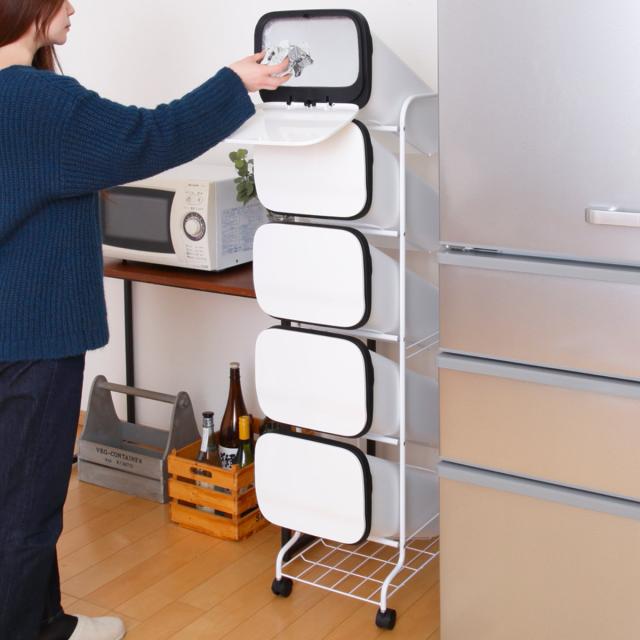 ♥️5段分別ゴミ箱.ダストボックス.省スペース縦型.リス.中古品♥️ ♥️5段分別ゴミ箱.ダストボックス.省スペース縦型.リス.中古品