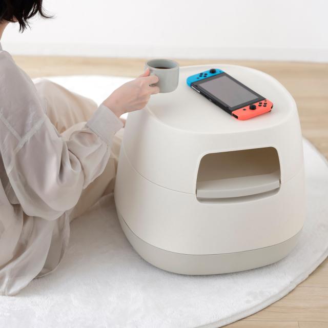 サイドテーブル 高さ38.2cm 天板なし poapel 動かせるくつろぎ収納ローテーブル （ テーブル キャスター付き 棚付き 収納 ソファサイド 日本製 ソファテーブル ミニテーブル ベッドサイド コーヒーテーブル ）_12