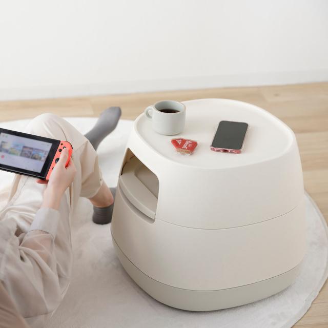 サイドテーブル 高さ38.2cm 天板なし poapel 動かせるくつろぎ収納ローテーブル （ テーブル キャスター付き 棚付き 収納 ソファサイド 日本製 ソファテーブル ミニテーブル ベッドサイド コーヒーテーブル ）_6