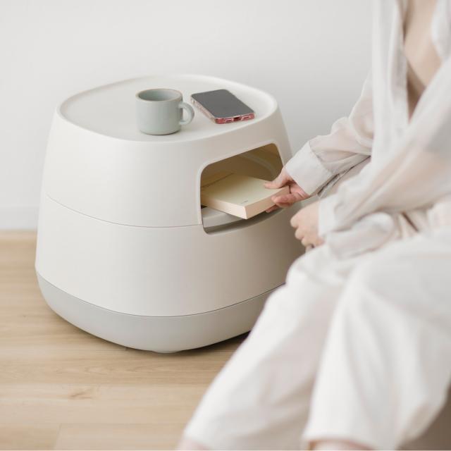 サイドテーブル 高さ38.2cm 天板なし poapel 動かせるくつろぎ収納ローテーブル （ テーブル キャスター付き 棚付き 収納 ソファサイド 日本製 ソファテーブル ミニテーブル ベッドサイド コーヒーテーブル ）_9