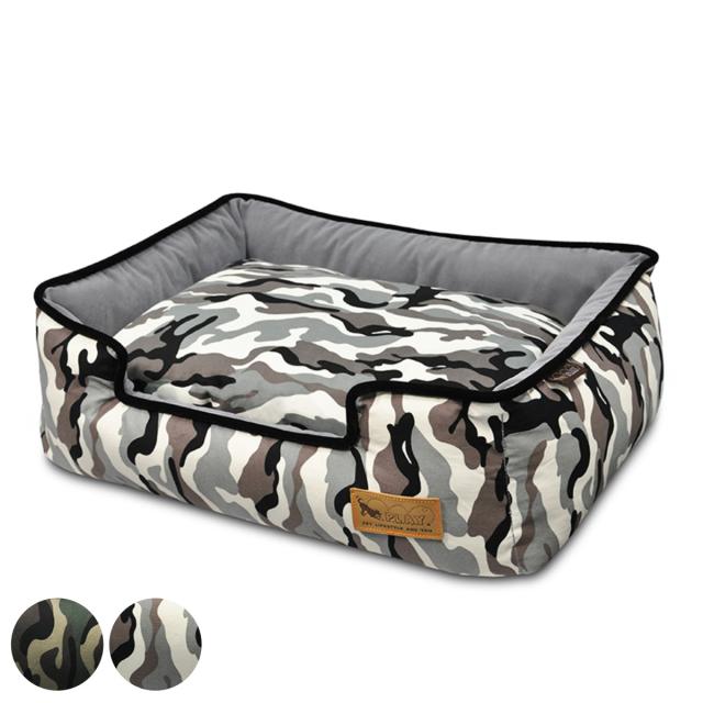 ペットベッド P.L.A.Y. ラウンジベッド Ｍ カモフラージュ 洗える （ スクエア型 ペット用 犬 ネコ ベッド シンプル おしゃれ 室内 ペット用品 迷彩柄 Mサイズ 洗えるベッド オールシーズン ペットソファ ペットクッション 高品質 ）の通販は