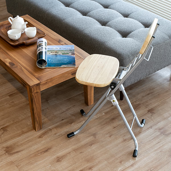 折りたたみ椅子 高さ調節 6段階調節 リリィチェア 木製 スチール