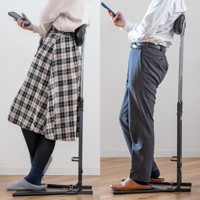 オフィスチェア 腰痛 チェアスタンド 立ち姿勢サポート 背もたれ調節 高さ77〜120cm （ ストレッチ 姿勢 サポート 疲労 軽減 器具 作業 立ち仕事 オフィス 工場 休憩室 施設 日本製 ）_14