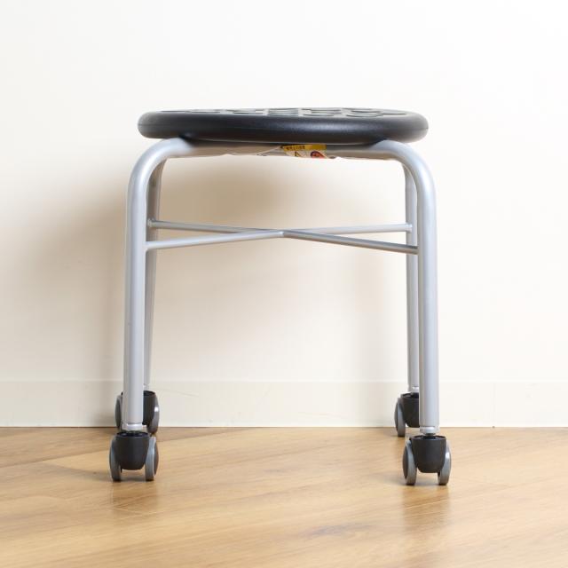 スツール 2脚セット 丸 キャスター 耐荷重100kg 座面高42cm （ 作業椅子 椅子 チェア イス コンパクト 小さい 座ったまま 移動 低い 姿勢 軽量 スタッキング 積み重ね 日本製 完成品 工場 オフィス ガレージ サロン ）_11