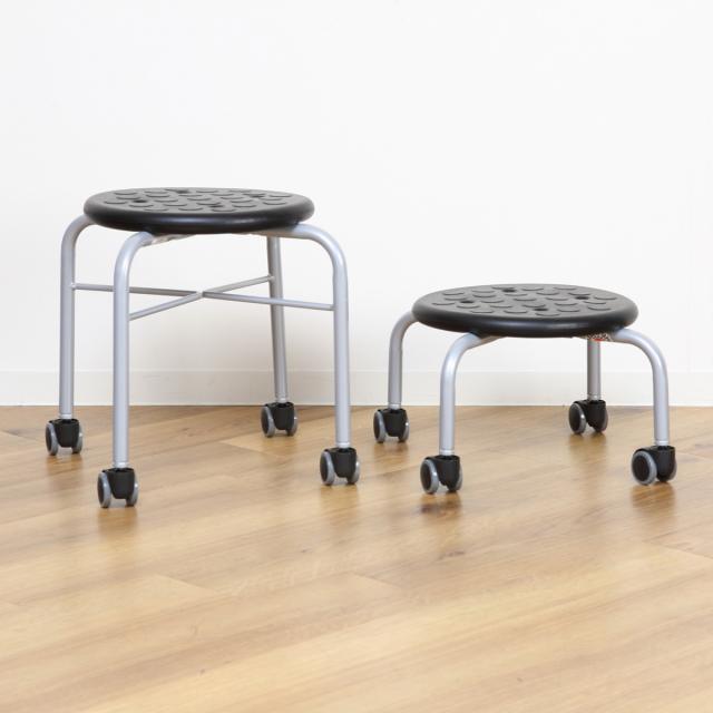 スツール 2脚セット 丸 キャスター 耐荷重100kg 座面高42cm （ 作業椅子 椅子 チェア イス コンパクト 小さい 座ったまま 移動 低い 姿勢 軽量 スタッキング 積み重ね 日本製 完成品 工場 オフィス ガレージ サロン ）_13