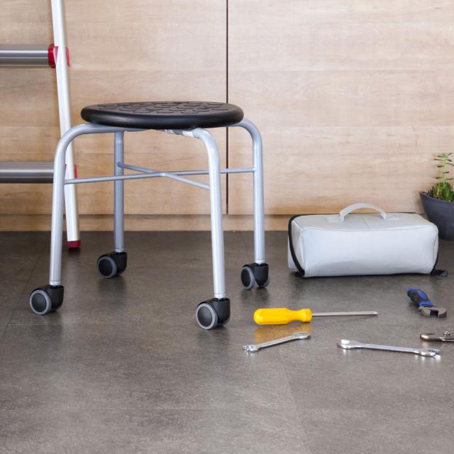 スツール 2脚セット 丸 キャスター 耐荷重100kg 座面高42cm （ 作業椅子 椅子 チェア イス コンパクト 小さい 座ったまま 移動 低い 姿勢 軽量 スタッキング 積み重ね 日本製 完成品 工場 オフィス ガレージ サロン ）_7