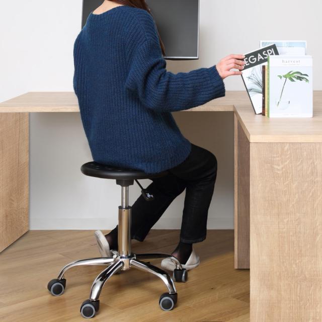 スツール 丸 キャスター 昇降 回転 座面高43〜56cm （ スチール パイプ 椅子 チェア いす 高さ調節 完成品 日本製 背もたれなし 360度 回る 昇降式 ）の通販は