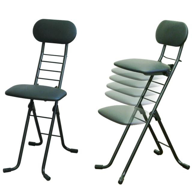 折りたたみ椅子 同色2脚セット 座面高33〜63cm 背もたれ付 ワーキング