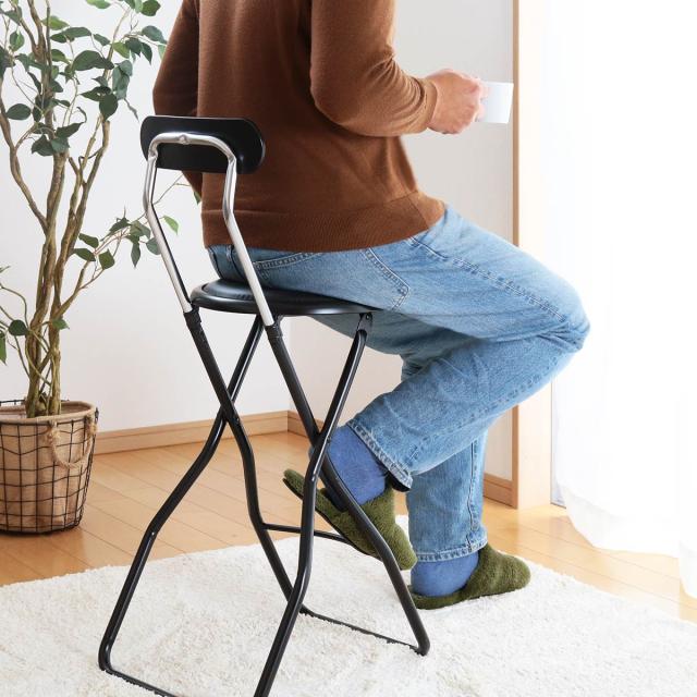 ハイスツール ハイチェア折りたたみ パイプ椅子 高め 折りたたみ