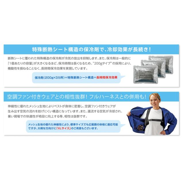 ピタッと冷却ベスト 予備保冷剤付 フリーサイズ （ 冷却ベスト 暑さ