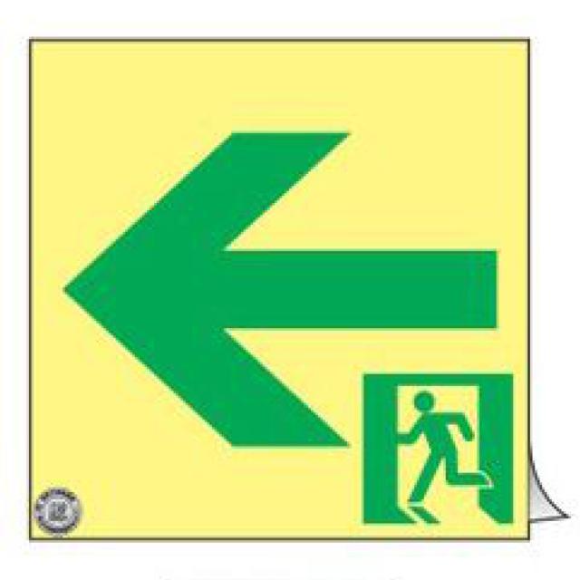 非常口マーク標識 通路誘導 左矢印 高輝度蓄光タイプ 消防認定A級 15cm角 （ 防災用品 ステッカー 看板 標識 夜光 高輝度 蓄光用品 壁面用 蓄光シール 蓄光 表示 標示 標識板 防災標示 非常口 サイン 安全用品 ）の通販は 10,280円