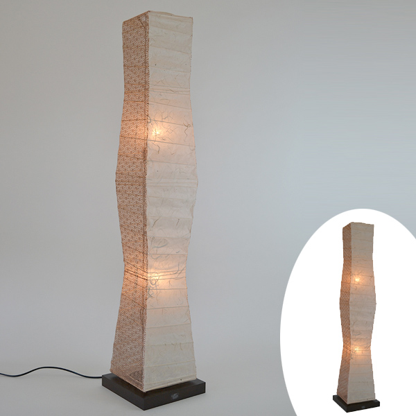 フロアライト 和紙 フロアランプ 黒雲龍X麻葉唐茶 2灯 （ フロア