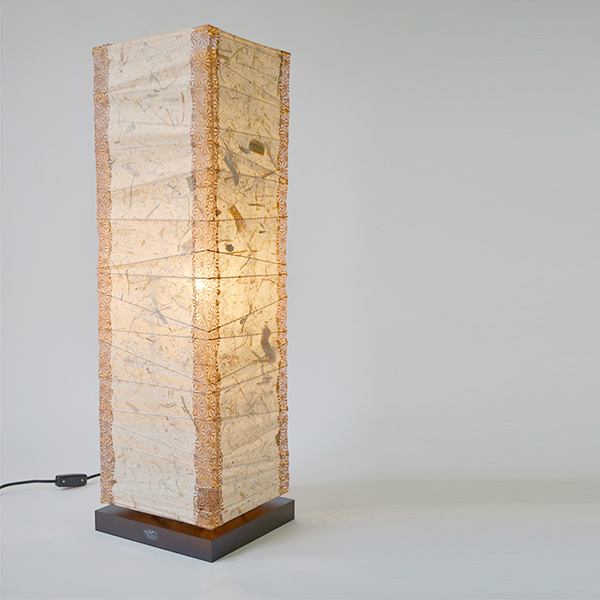 フロアライト 幅21×奥行21×高さ70cm box ボックス バナナ紙×麻葉唐茶 B-522 （ 照明 ライト 照明器具 間接照明 フロアランプ 和紙 リビング ダイニング 居間 寝室 店舗 和室 洋室 おしゃれ 癒し ）_2