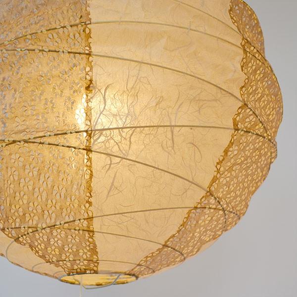 ペンダントライト 2灯 cross 雲龍ベージュ×小梅茶 直径39×高さ37cm 和紙照明 日本製 和風 天井照明 （ 照明 天井 和風照明 丸 吊り下げ ライト 照明器具 2灯式 リビング ダイニング 居間 寝室 和室 洋室 おしゃれ 美濃和紙 和紙 ）_4