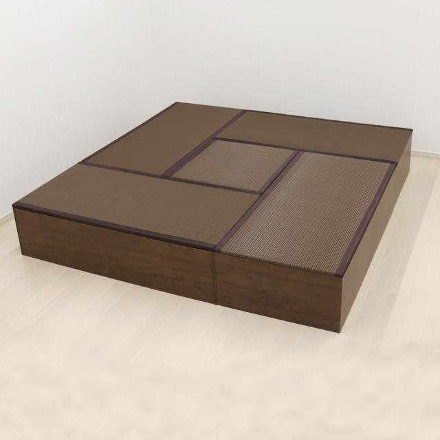 樹脂畳ユニット Aセット ロータイプ 幅120cm×4 幅60cm×1 収納付ベンチ （ 高さ31.5cm 畳 小上がり 収納 ベンチ 収納ボックス セット 掘りごたつ 和モダン 和風 シンプル ）_5