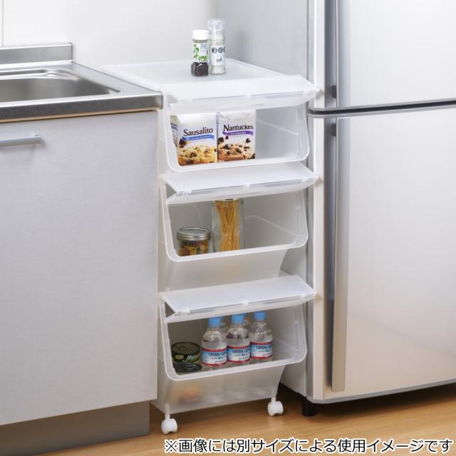 収納ボックス 前開き ナチュラ フロックワイド30 深型 幅57×奥行46×高さ31cm 3個セット （ 収納ケース 収納 おもちゃ箱 衣類収納 扉付き 積み重ね スタックボックス ストッカー 衣装ケース 日本製 クローゼット キッチン ）_12