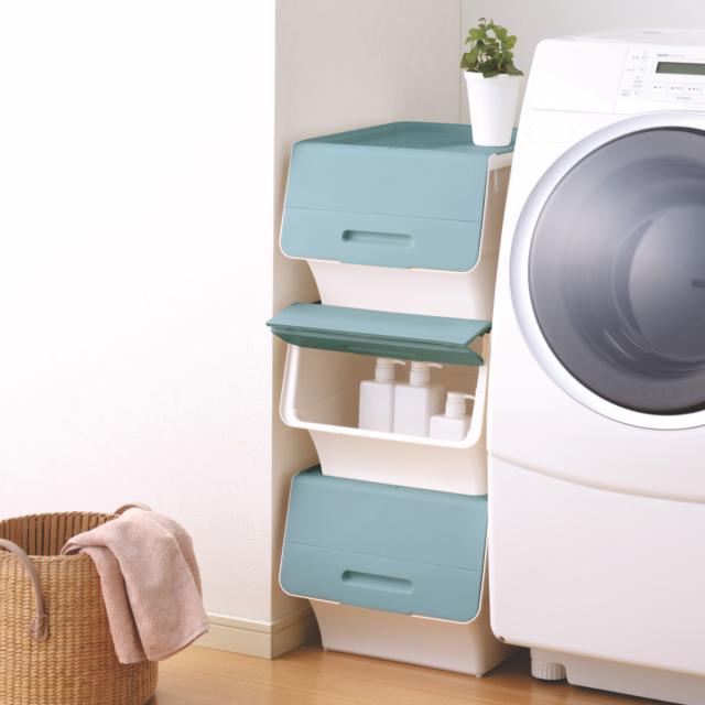 収納ボックス 前開き フロック30 深型 幅39×奥行46×高さ31cm 4段階ストッパー 同色8個セット （ 収納ケース 収納 おもちゃ箱 プラスチック フタ付き ストッカー 衣装ケース 衣類収納 スタッキング ）_14