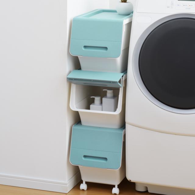 収納ボックス 前開き フロック 30 スリム 深型 幅29×奥行46×高さ31cm 4段階ストッパー 同色8個セット （ 収納ケース 収納 おもちゃ箱 プラスチック フタ付き ストッカー 衣装ケース 衣類収納 ）