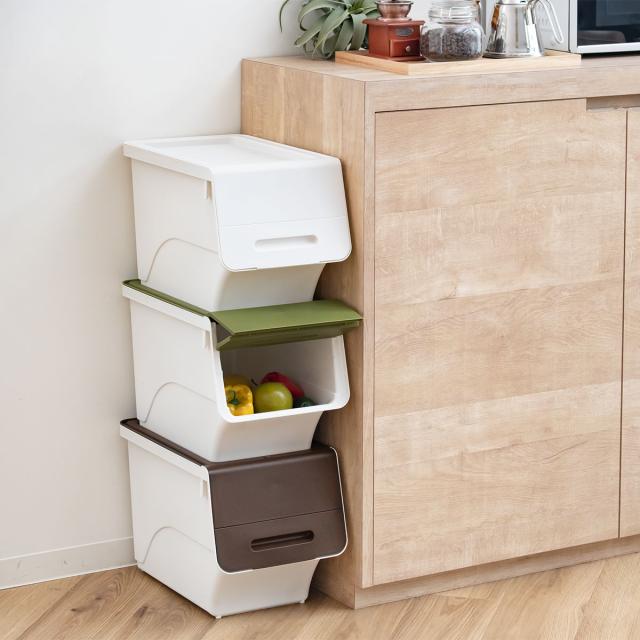 収納ボックス 前開き フロック 30 スリム 深型 幅29×奥行46×高さ31cm 4段階ストッパー 同色8個セット （ 収納ケース 収納 おもちゃ箱 プラスチック フタ付き ストッカー 衣装ケース 衣類収納 ）