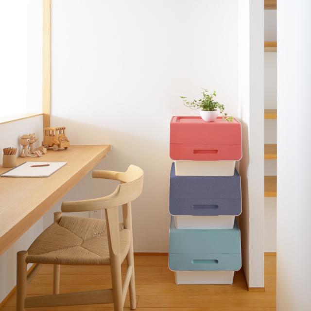 収納ボックス 前開き フロック 30 スリム 深型 幅29×奥行46×高さ31cm 4段階ストッパー 同色8個セット （ 収納ケース 収納 おもちゃ箱 プラスチック フタ付き ストッカー 衣装ケース 衣類収納 ）